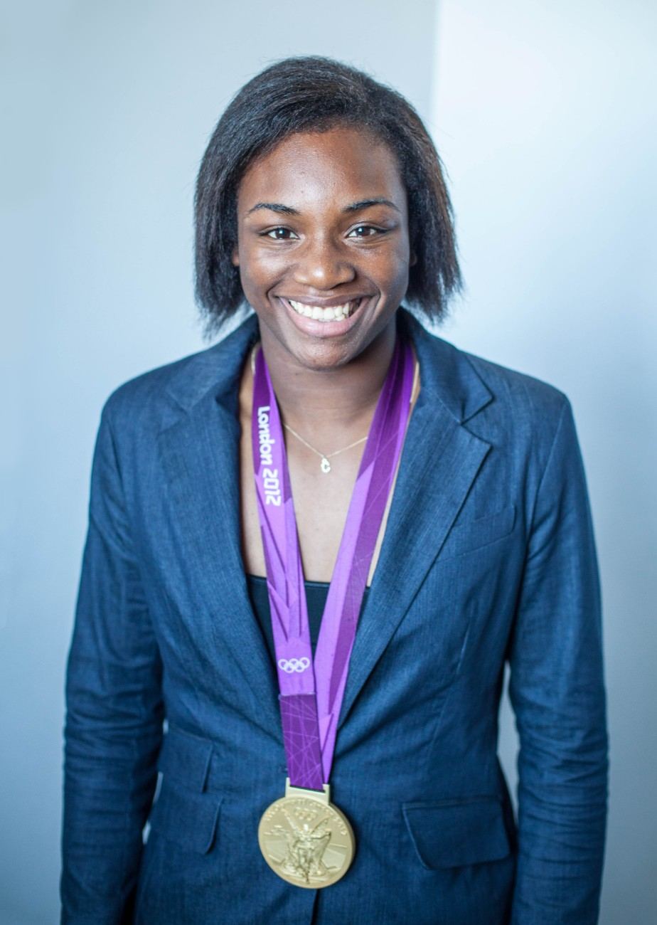 Claressa Shields wearing her London 2012 gold medal