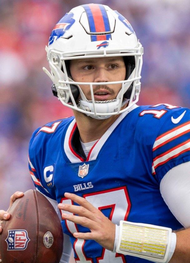 Josh Allen in his Bills helmet