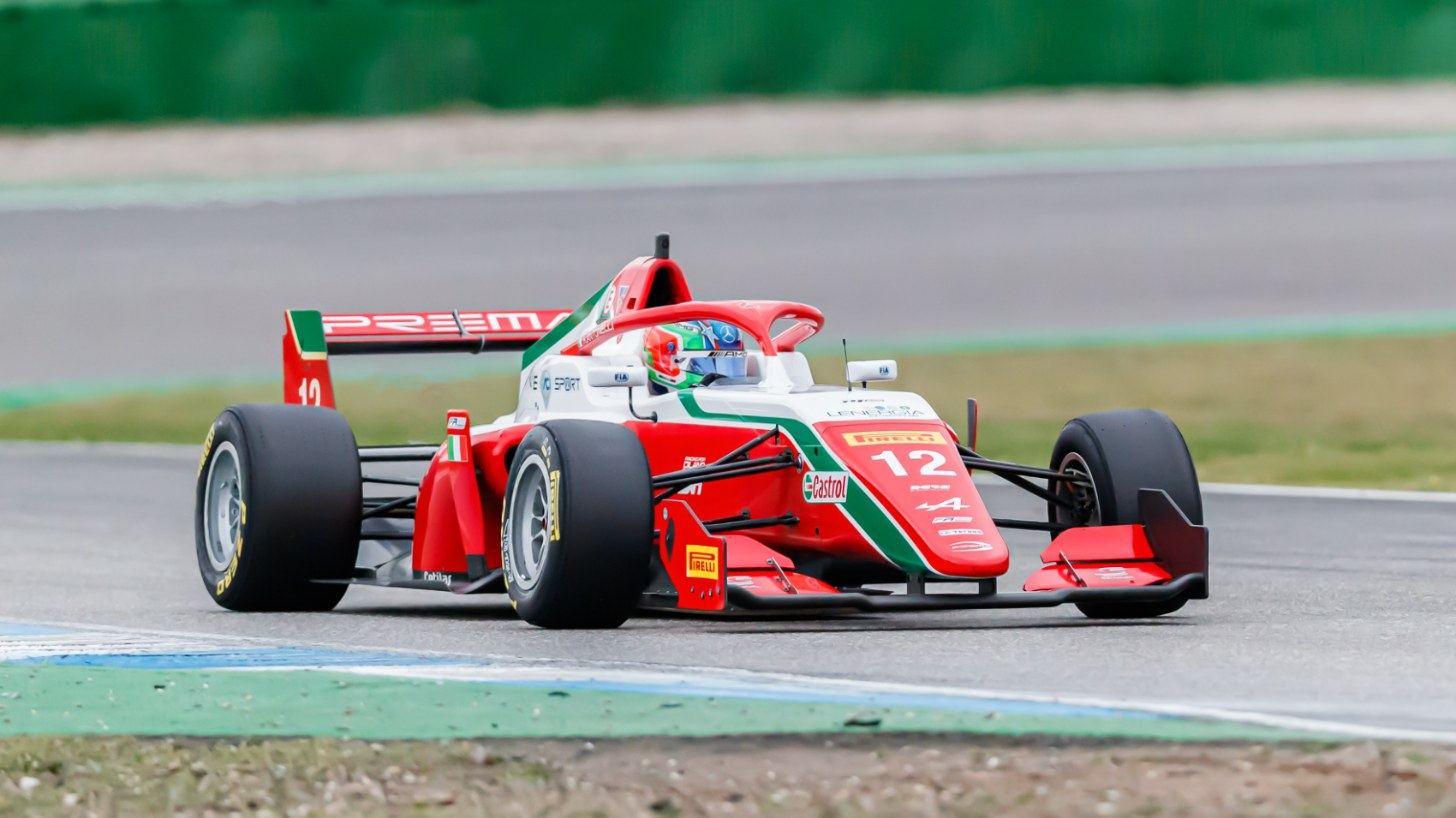 Kimi Antonelli driving his No. 12 Prema car at Hockenheim in Formula Regional, 2023